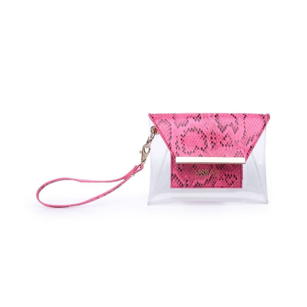 Urban Expressions NWT Snakeskin Clutch, Hot Pink & Clear